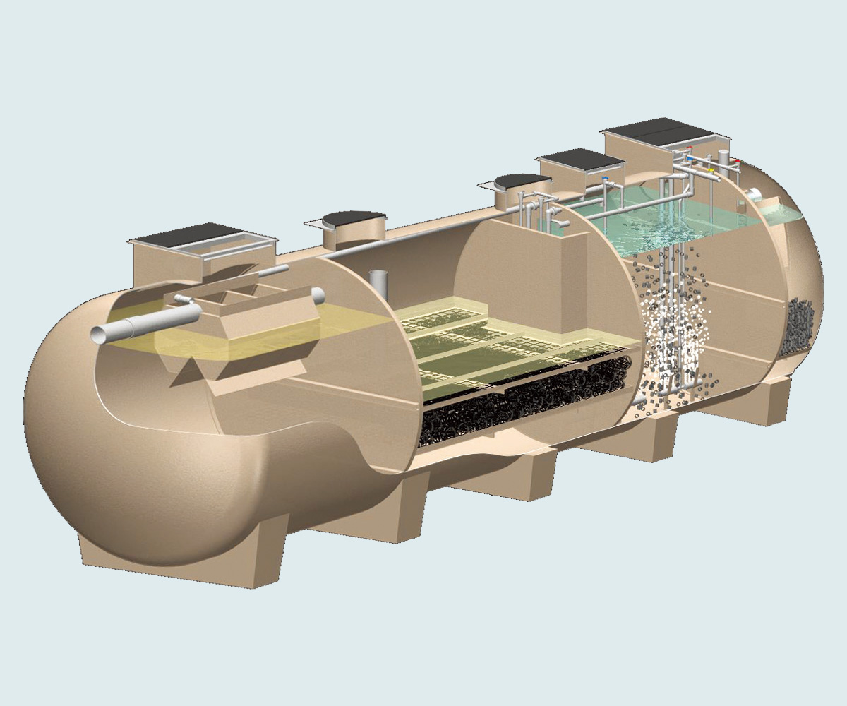 Large Purification Tanks (Model FCW for 51-1500 people; Model FCI for 51-500 people)